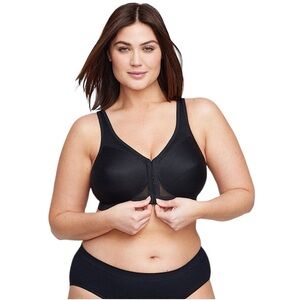 GLAMORISE MagicLift Front-Closure Posture Back Bra in black